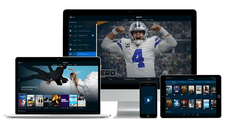 IPTV UK free trial playing live TV on a television, a tablet and a phone